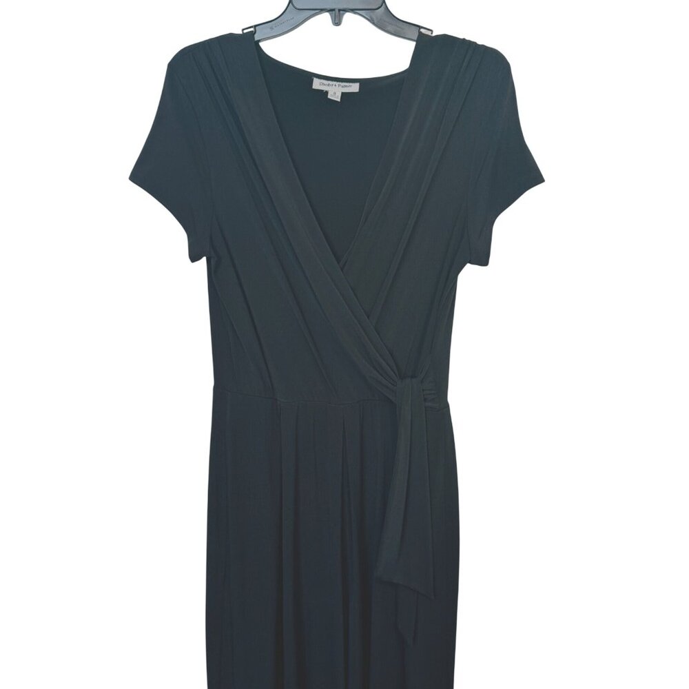 2/$25 Shelby Palmer M Black Wrap Midi Wide Leg Romper